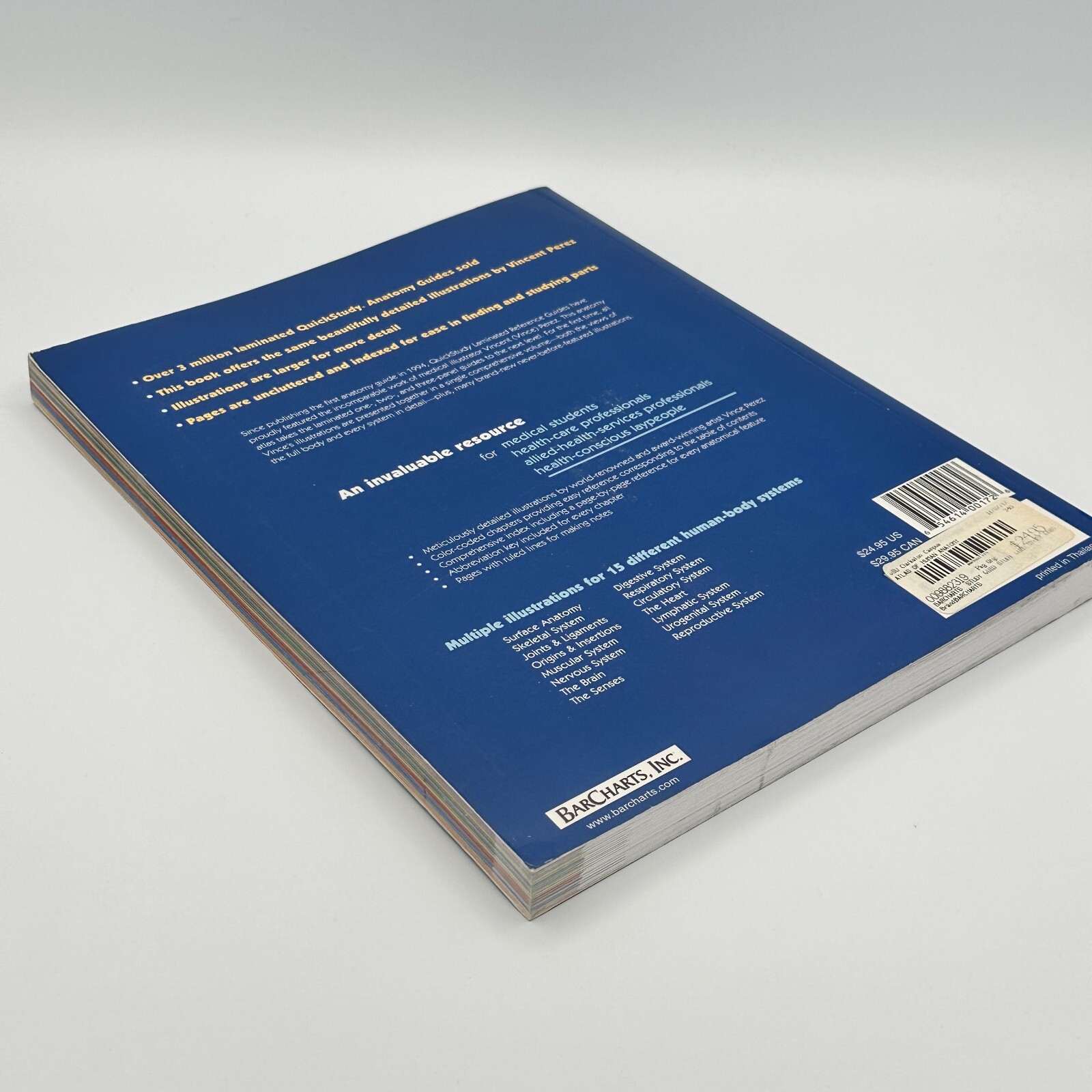 Title: Atlas of Human Anatomy by Vincent Perez – BarCharts QuickStudy Guide – Li