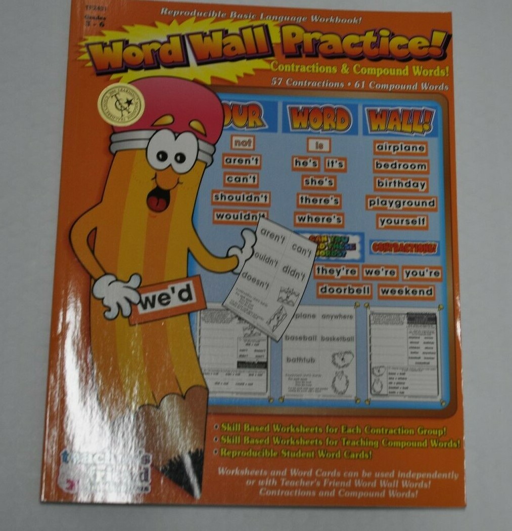 Word Wall Practice Teacher Resource Book Contractions and Compound Words Gr. 3-6
