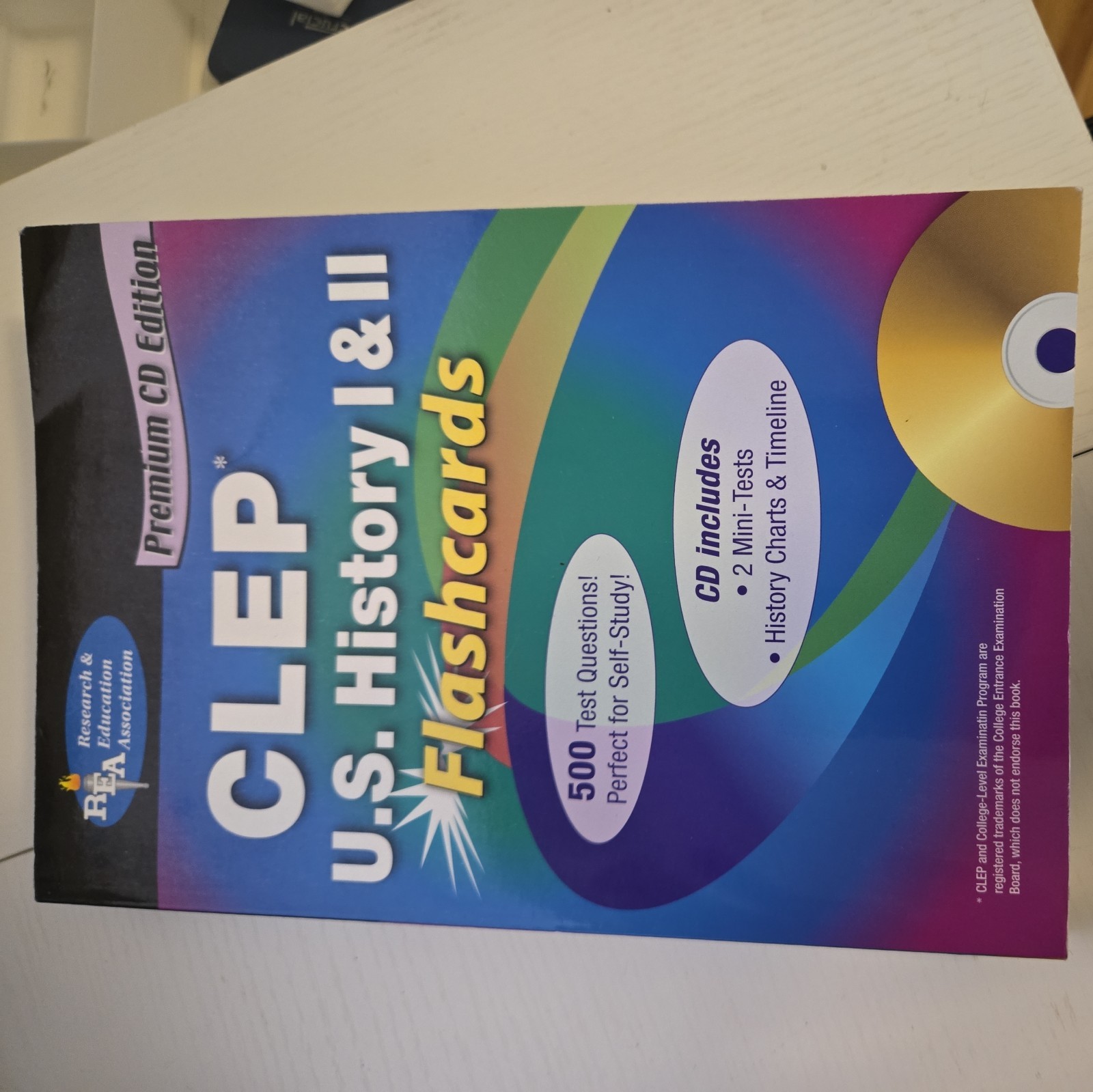 CLEP U.S. HISTORY I & II FLASHCARDS W/ (CLEP TEST By Mark Bach **Excellent**