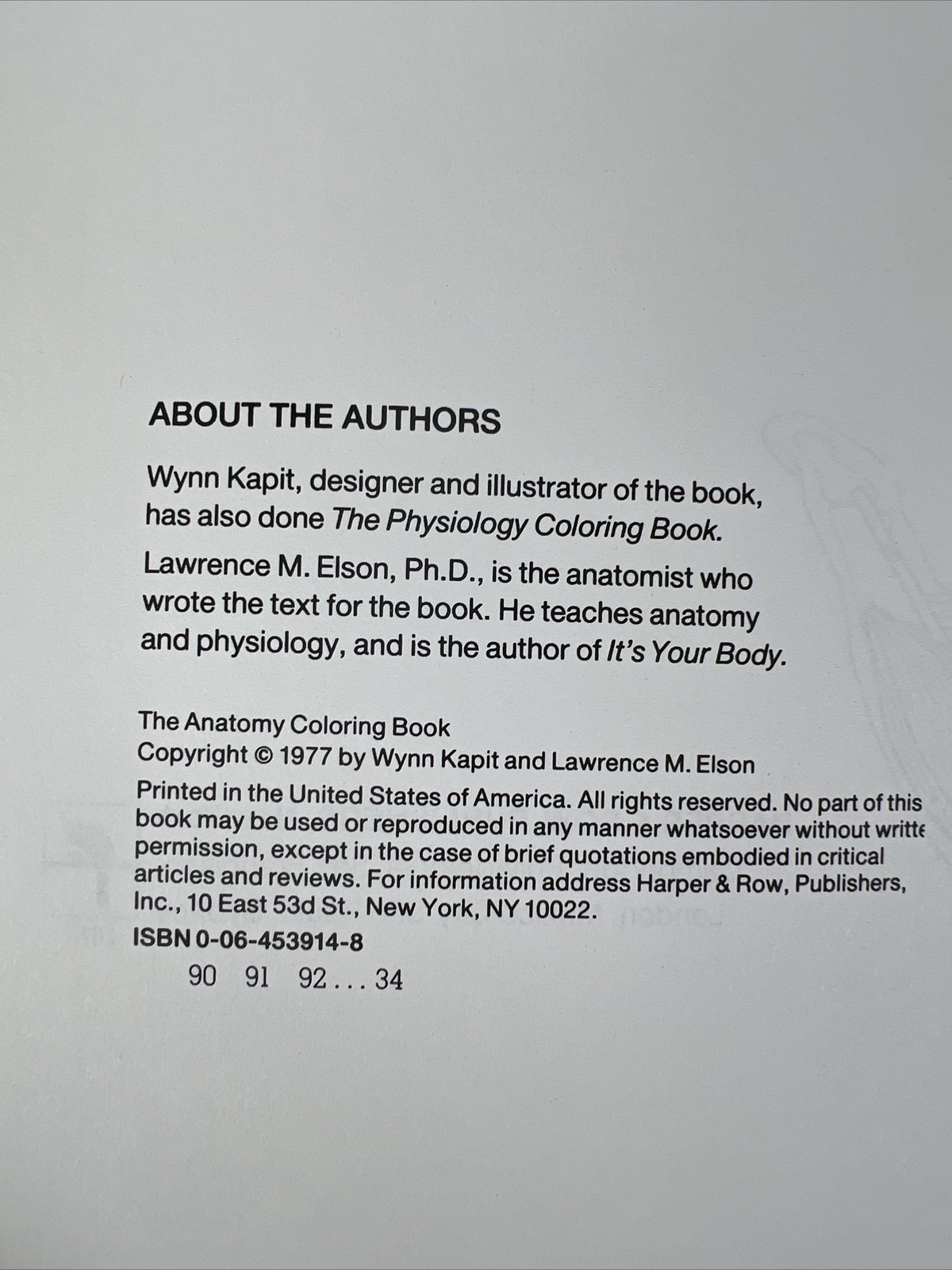 The Anatomy Coloring Book – Paperback By Kapit, Wynn 1977 Unused