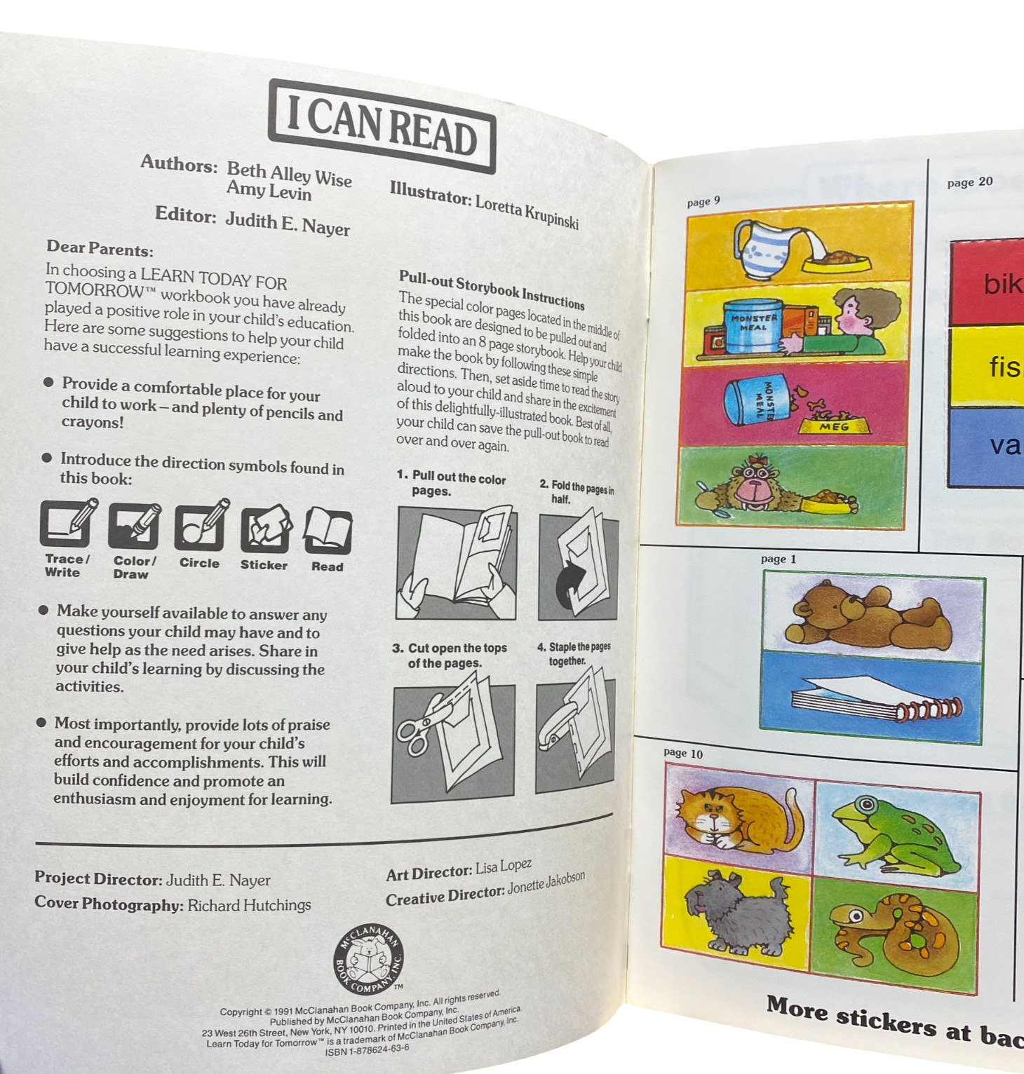 I Can Read; Stickers.. McClanahan Book Company; 1991; Staple bound; VG