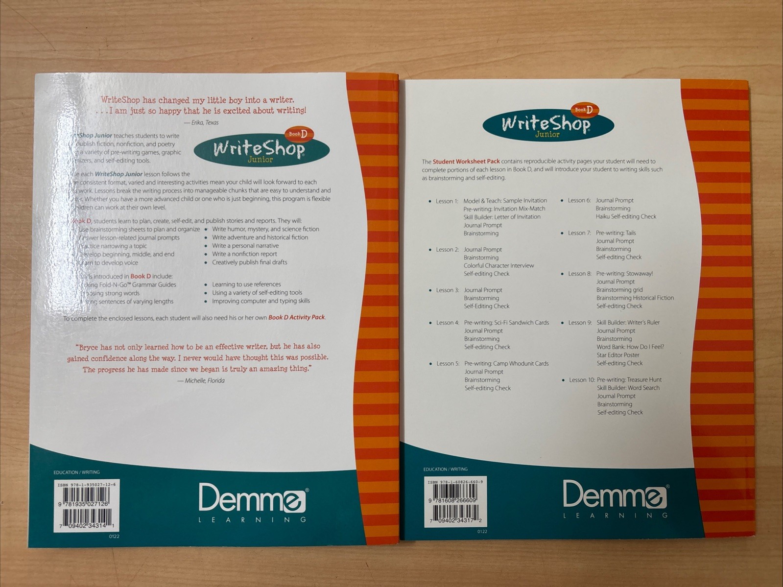 Lot 2 WriteShop Junior Book D Student Worksheet Pack + Teacher’s Guide Set VG PB