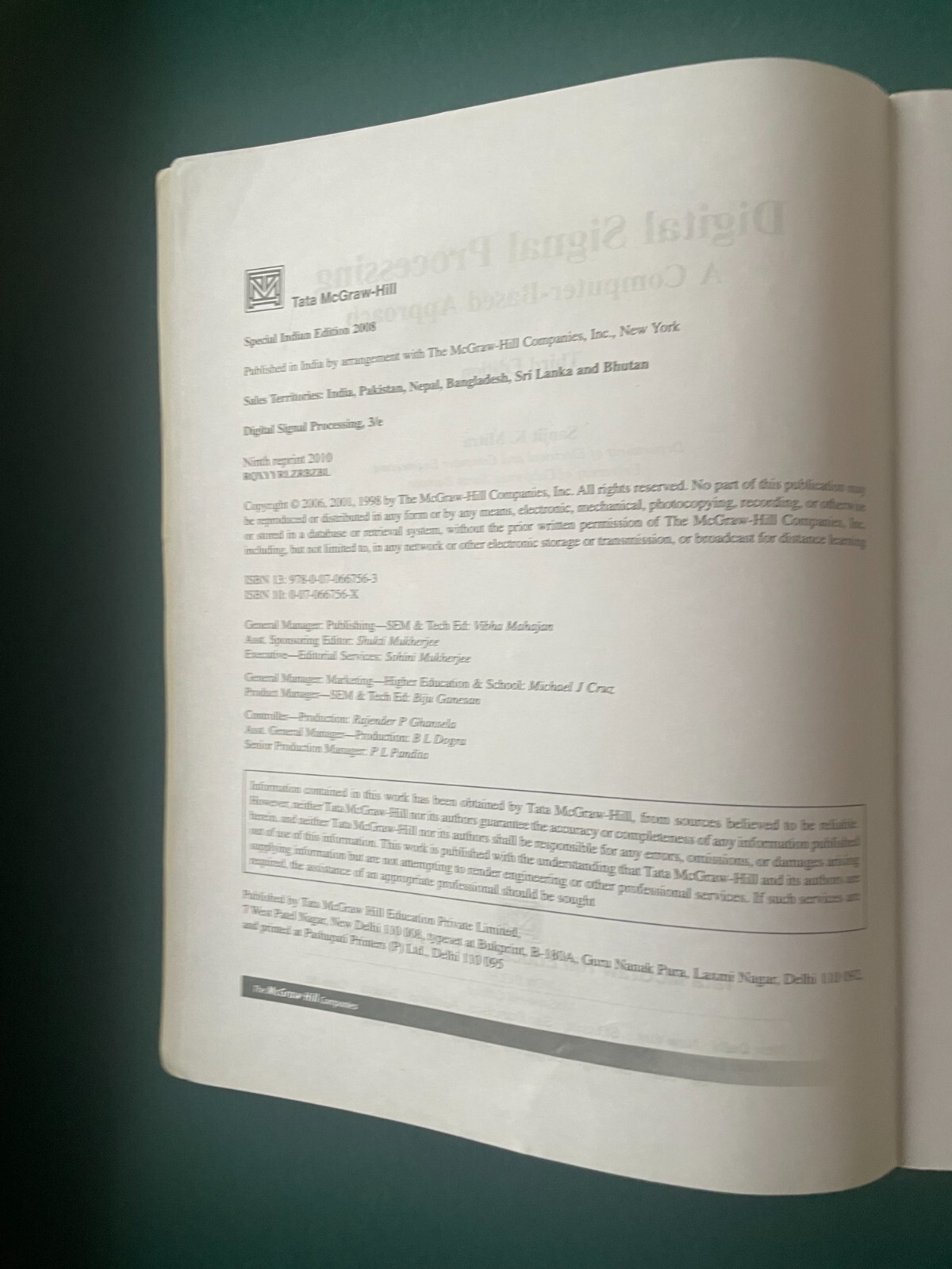 Digital Signal Processing by Sanjit K. Mitra (2008, Digital, Other, Revised…