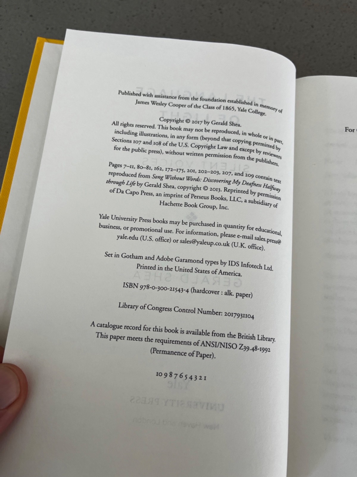 Language of light: Silent Voices by Gerald Shea 2017 Yale Univ. Press hardcvr