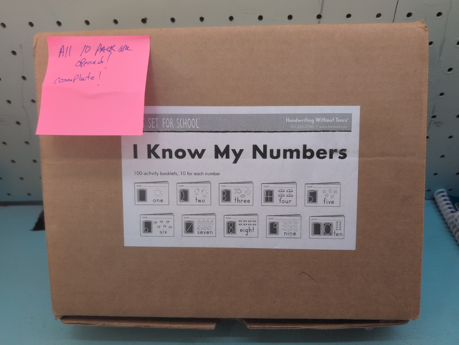 Handwriting Without Tears – I know My Numbers – 100 Activity Books 10 For Each #