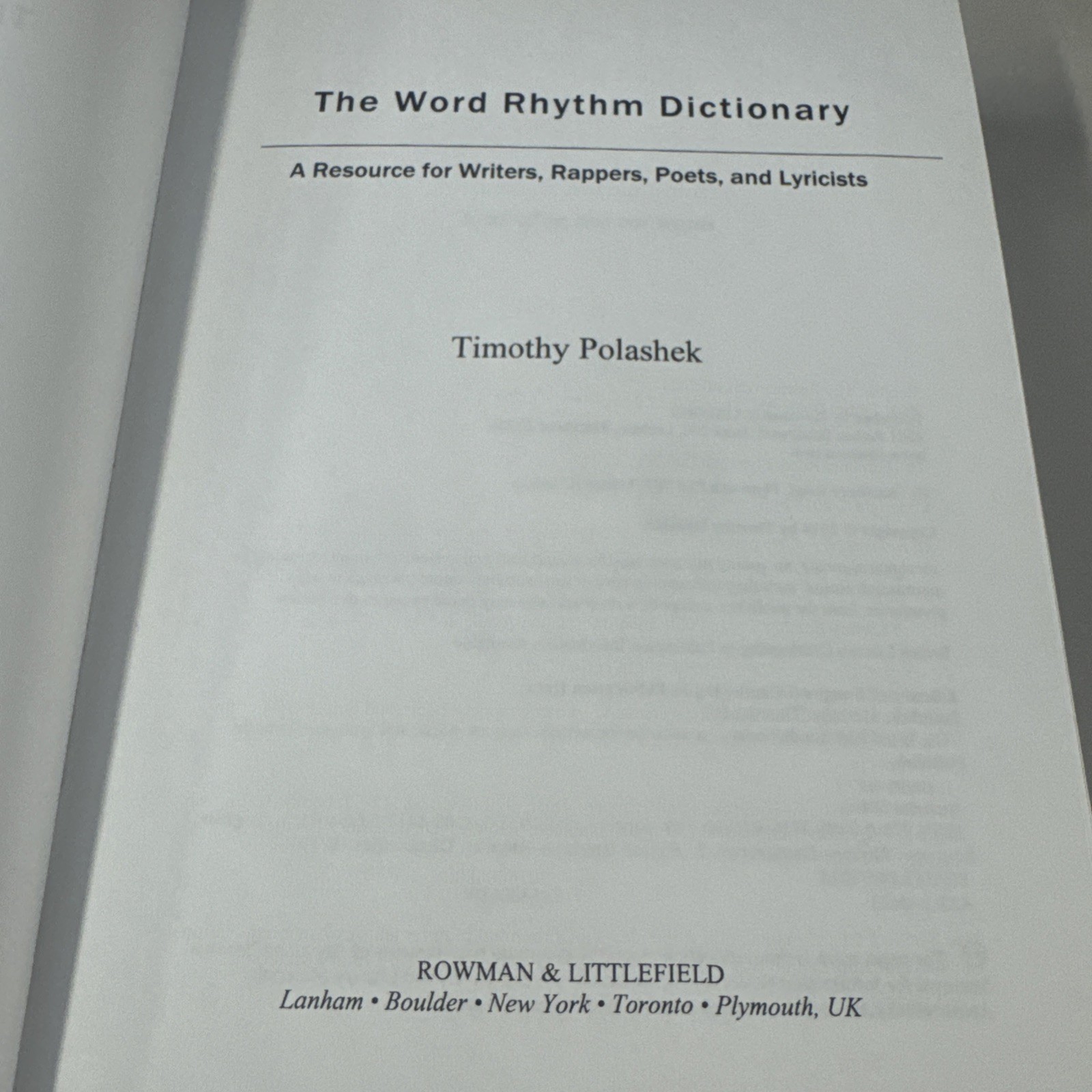 Word Rhythm Dictionary : A Resource for Writers, Rappers, Poets, and…