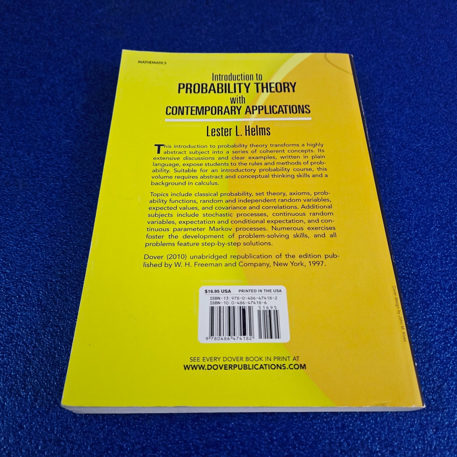 INTRODUCTION TO PROBABILITY THEORY WITH CONTEMPORARY APPLICATIONS PAPERBACK