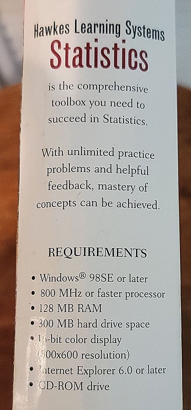 HAWKES LEARNING SYSTEMS STATISTICS – Explore Discover Learn – Like New!