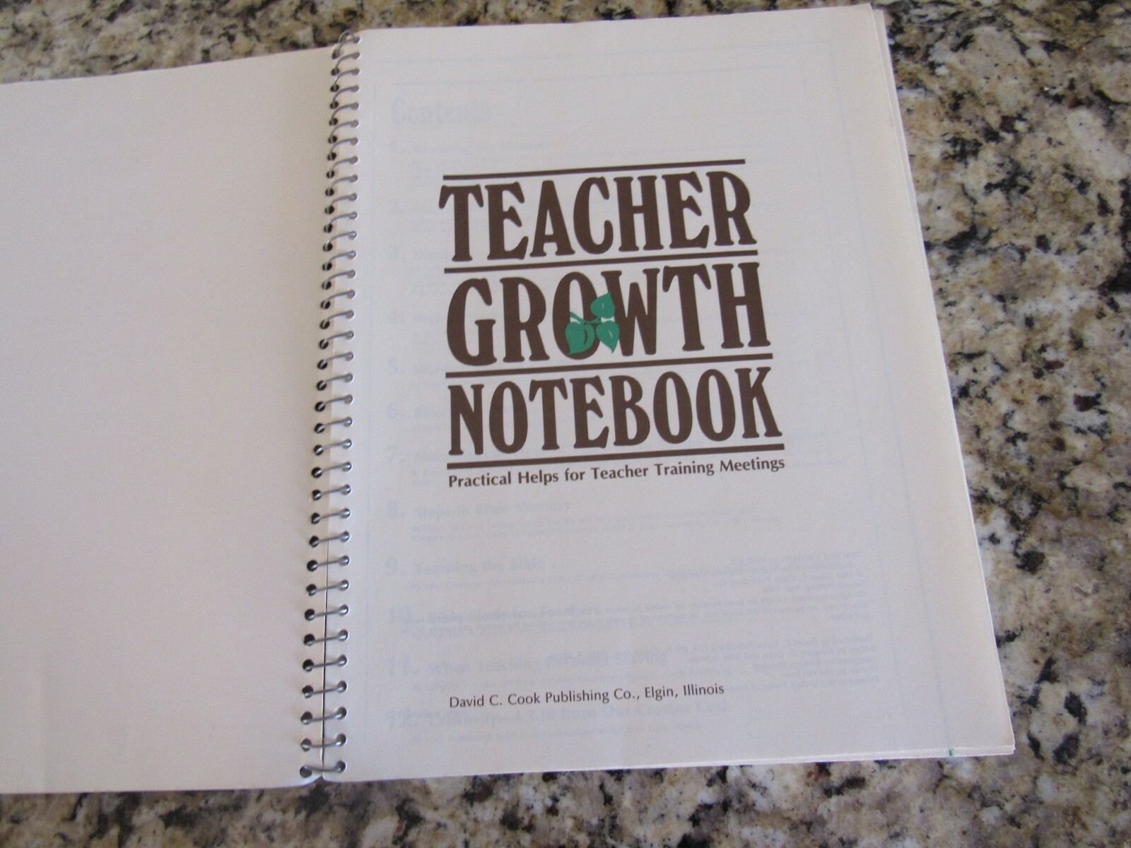 Teacher Growth Notebook-Practical Help Teacher Trainer Meetings-David Cook-1986