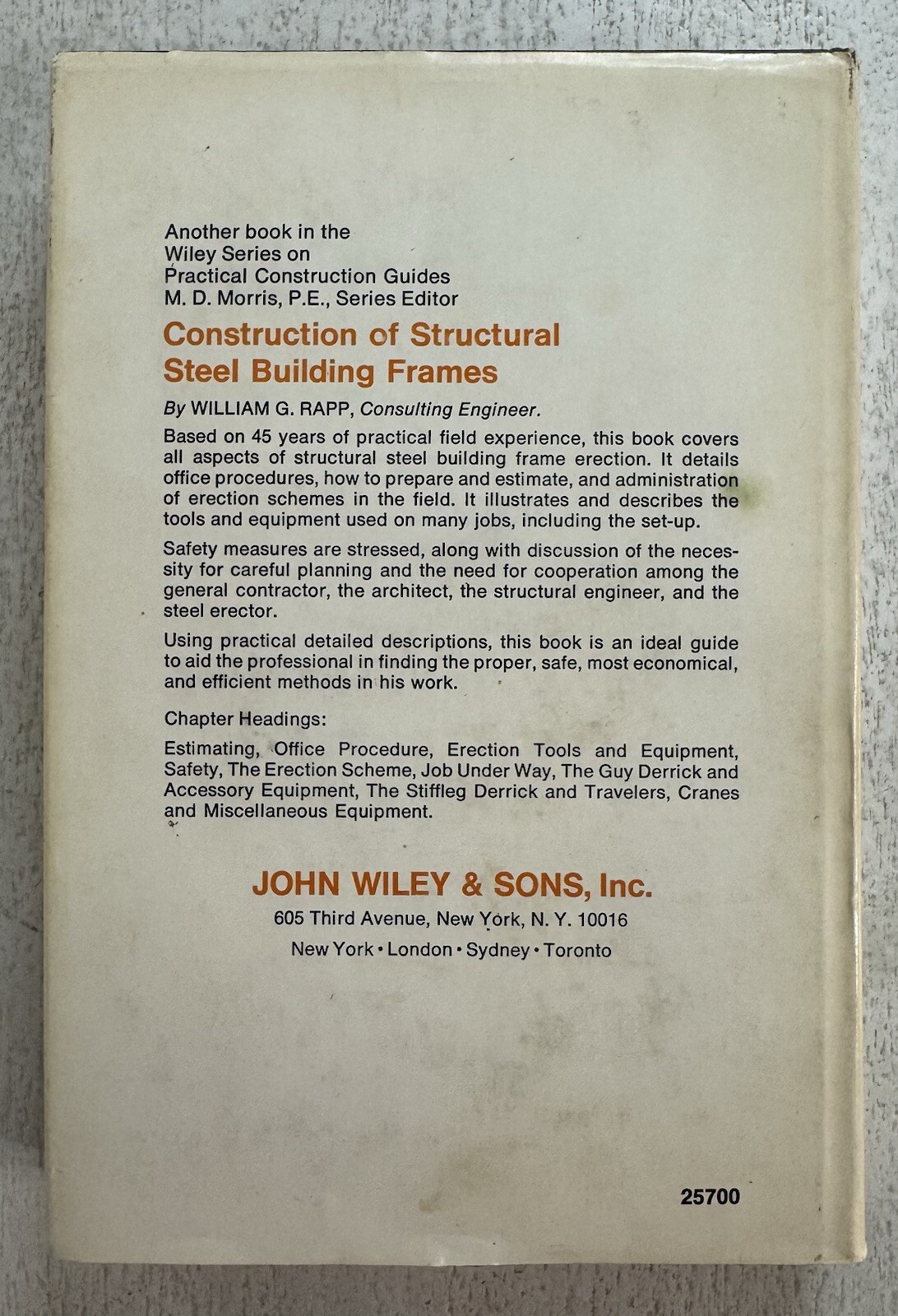 Construction Failure – Jacob Feld (1968 Vintage HC Book w/DJ – VG+ Cond.
