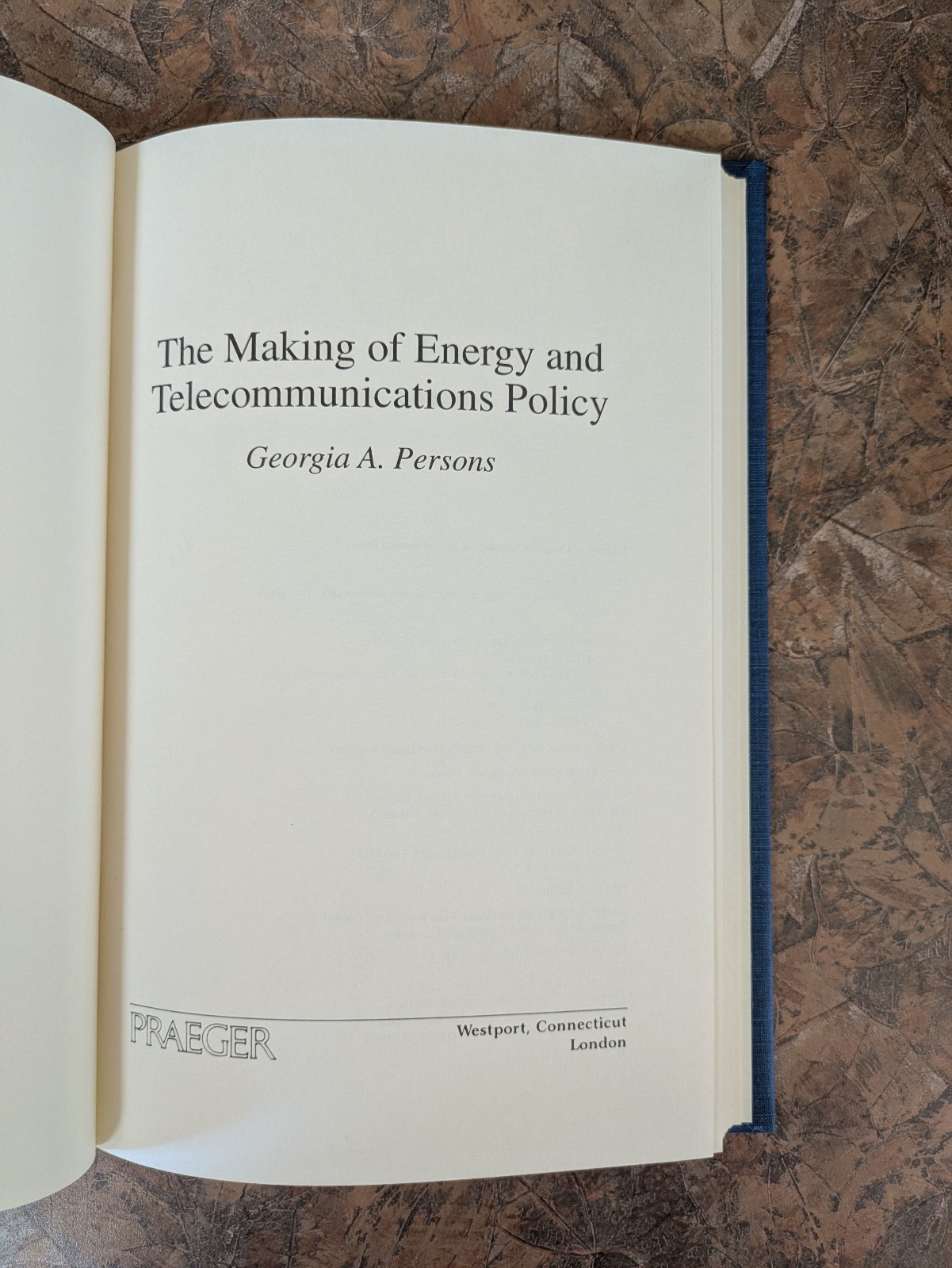 Making of Energy and Telecommunications Policy | Georgia Persons | 1995 HC