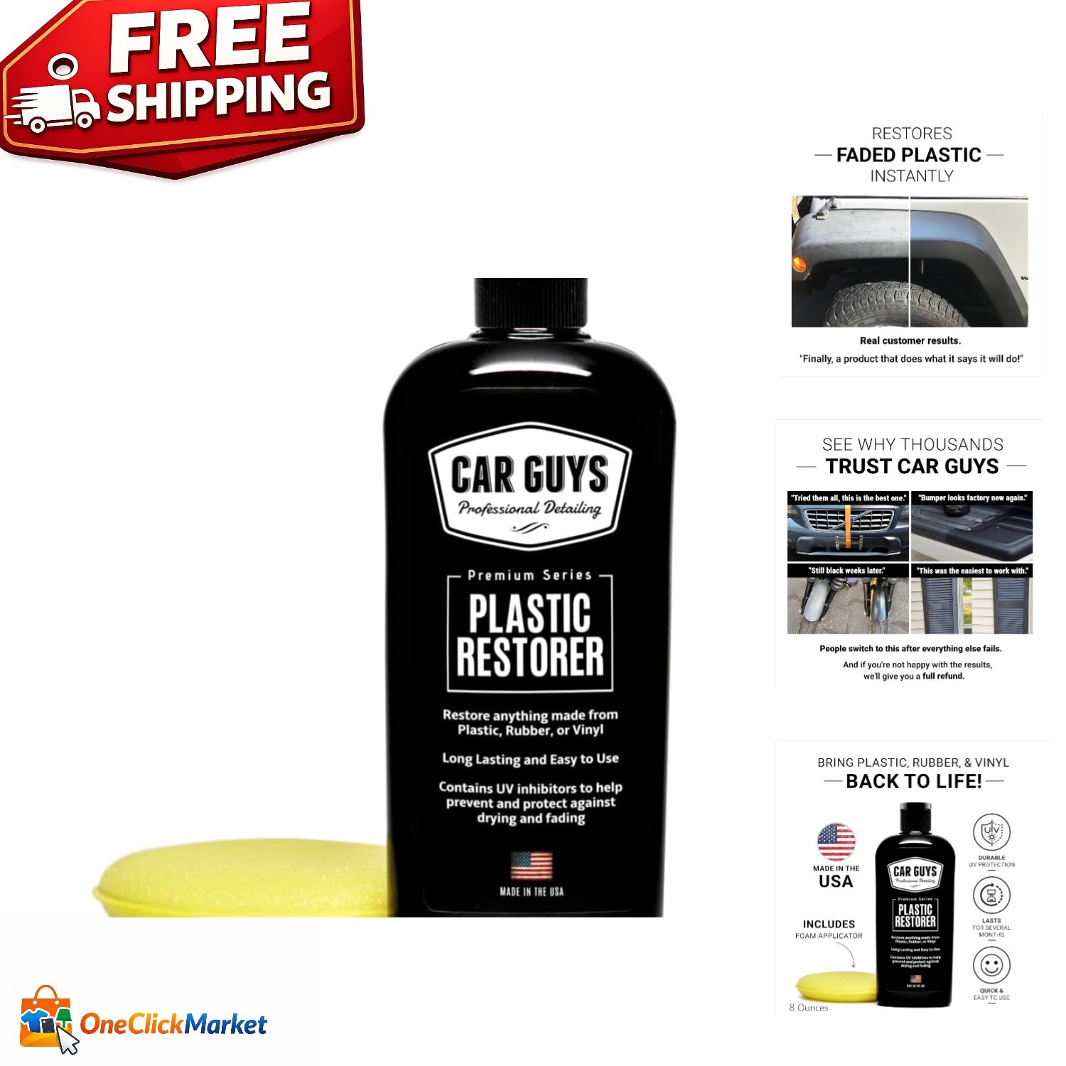 Revive Your Vehicle&rsquo;s Trim! 8 Oz Safe Plastic Restorer with Long-Lasting Effects