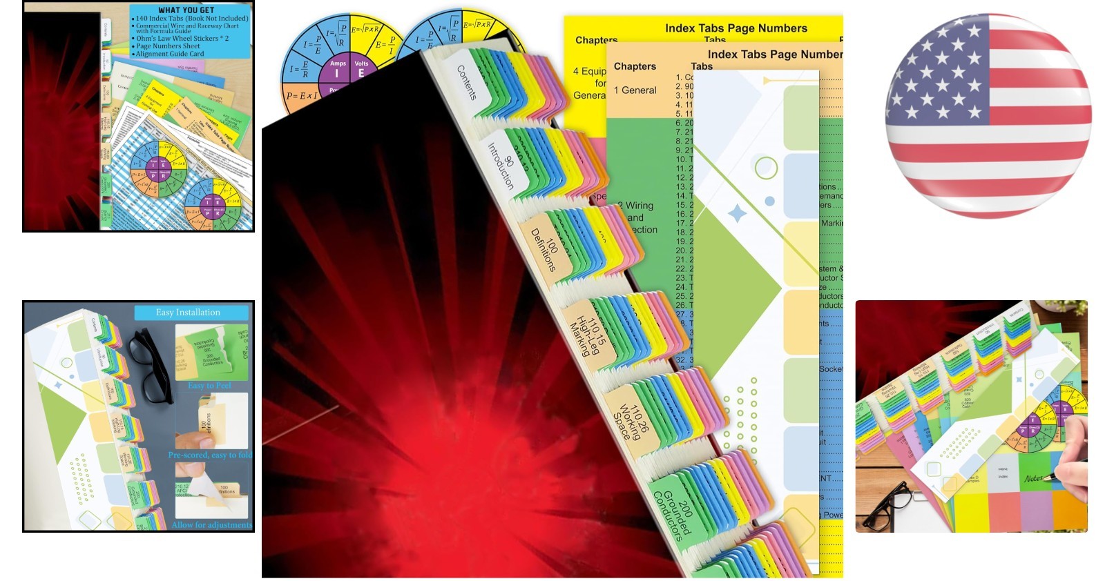 Durable & Waterproof NEC 2020 Index Tabs, 140 PCS Color-Coded for Easy Reference