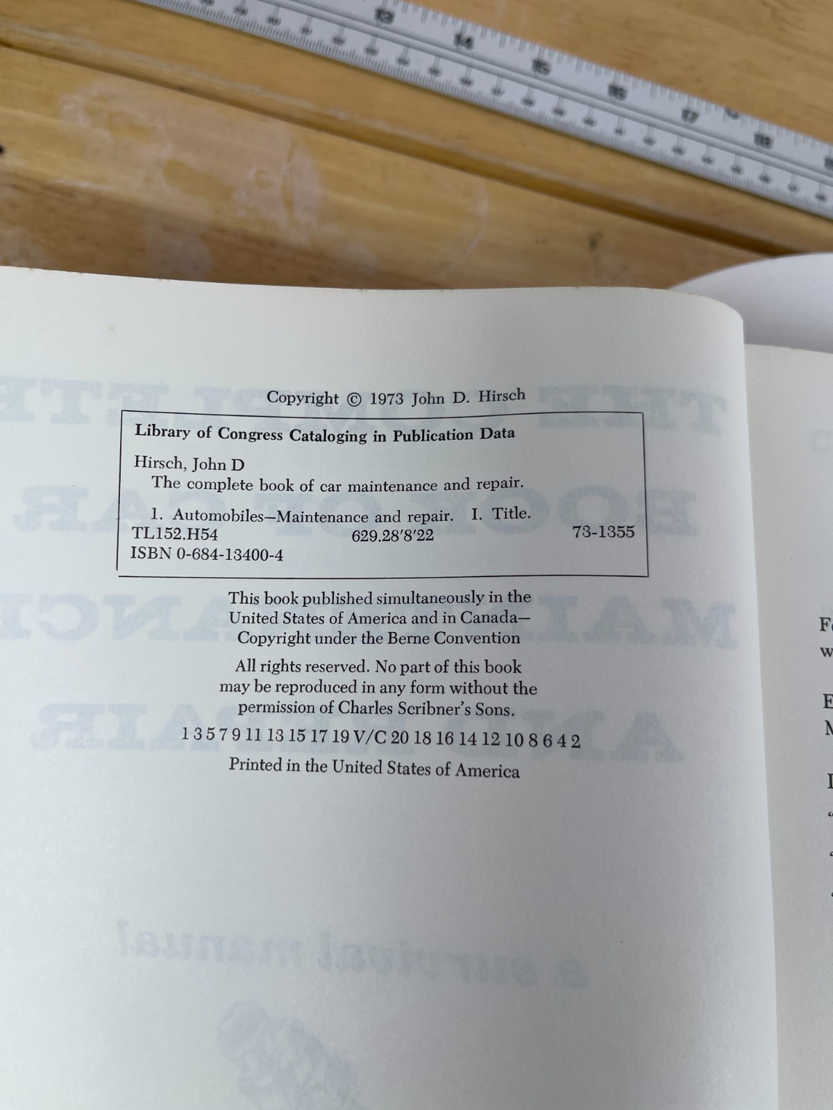 The Complete Book of Car Maintenance & Repair John D Hirsch 1973 HC