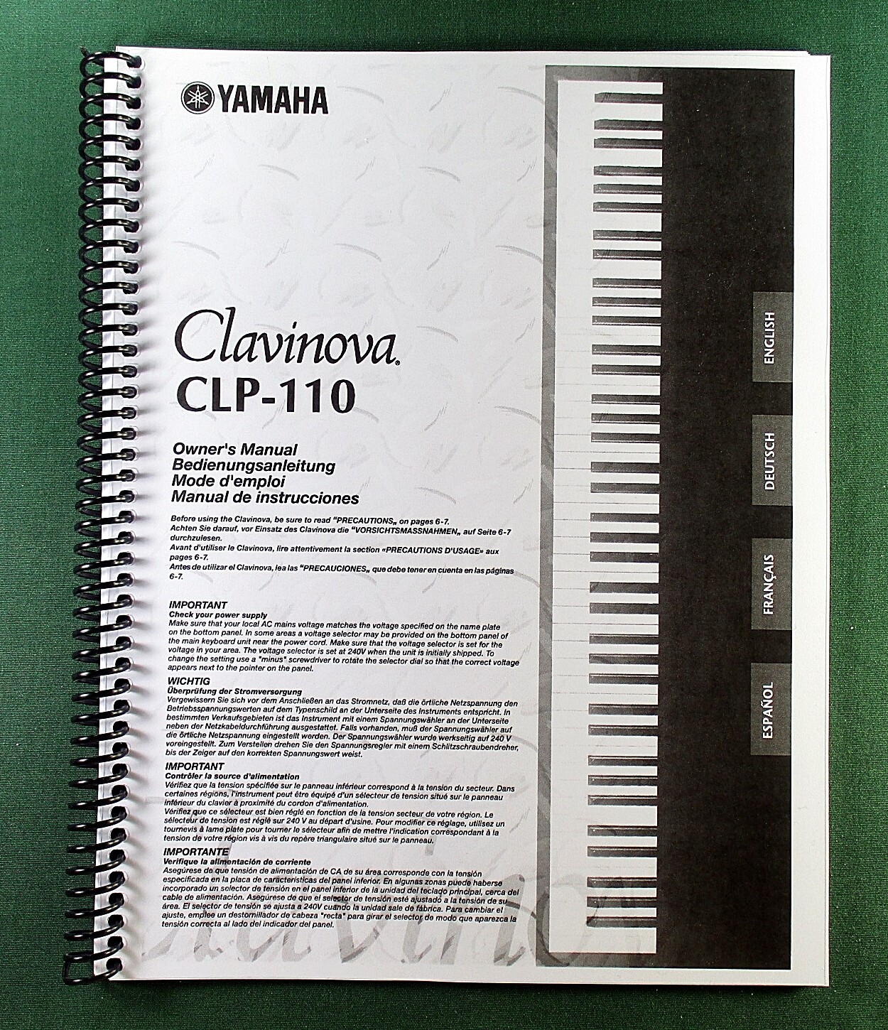 Yamaha CLP-110 Instruction Manual: 46 Pages & Protective Covers!