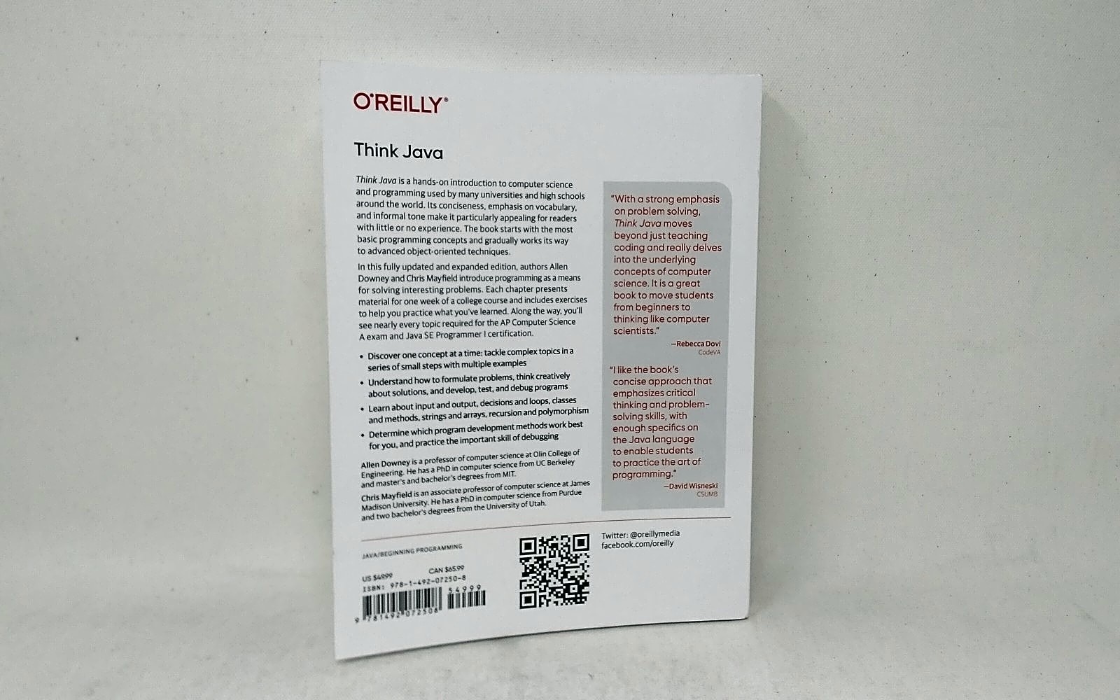 O&rsquo;Reilly Media Think Java 2nd Edition Allen Downey Chris Mayfield 9781492072508